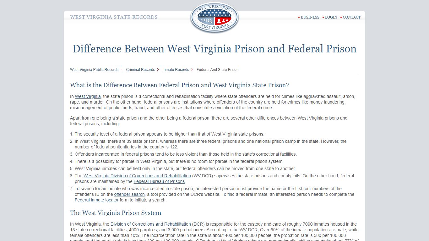 West Virginia State Prisons | StateRecords.org